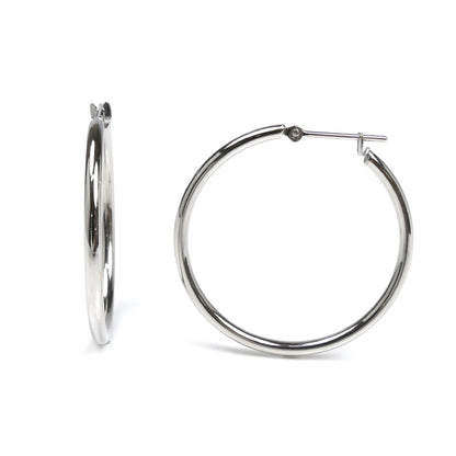 Pt850プラチナ フープ 2.0X30.0 ピアス 2.6g レディース【中古】