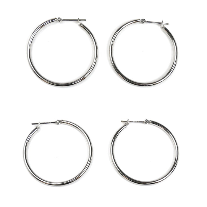 Pt850プラチナ フープ 2.0X30.0 ピアス 2.6g レディース【中古】