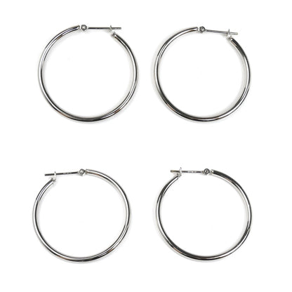 Pt850プラチナ フープ 2.0X30.0 ピアス 2.6g レディース【中古】