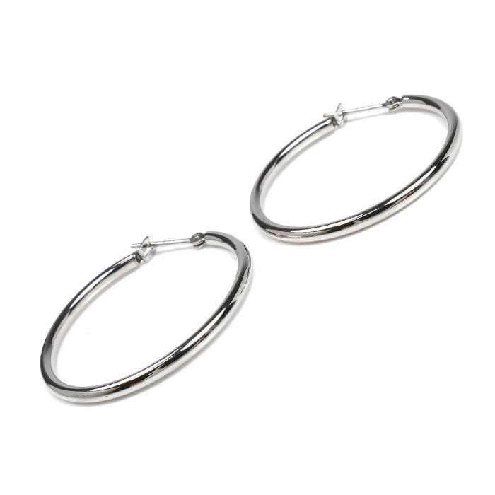 Pt850プラチナ フープ 2.0X30.0 ピアス 2.6g レディース【中古】