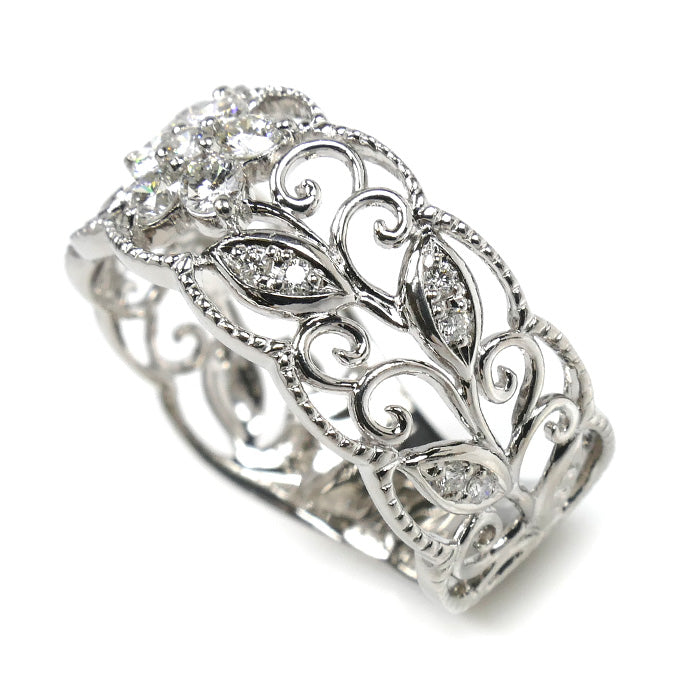 Pt950プラチナ QUEEN リング・指輪 ダイヤモンド0.38ct 16号 7.5g レディース【中古】【美品】