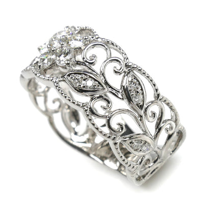 Pt950プラチナ QUEEN リング・指輪 ダイヤモンド0.38ct 16号 7.5g レディース【中古】【美品】