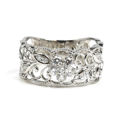 Pt950プラチナ QUEEN リング・指輪 ダイヤモンド0.38ct 16号 7.5g レディース【中古】【美品】