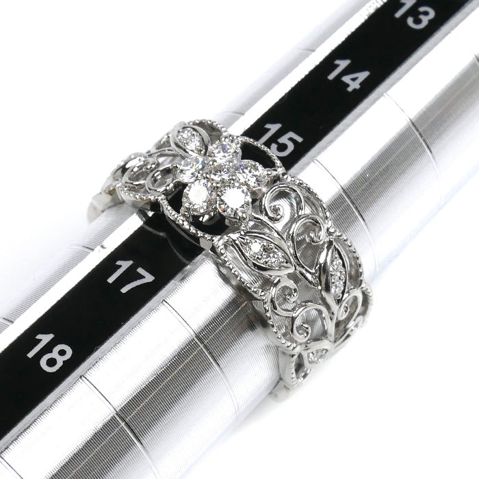 Pt950プラチナ QUEEN リング・指輪 ダイヤモンド0.38ct 16号 7.5g レディース【中古】【美品】