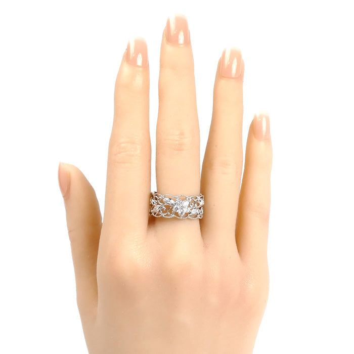 Pt950プラチナ QUEEN リング・指輪 ダイヤモンド0.38ct 16号 7.5g レディース【中古】【美品】