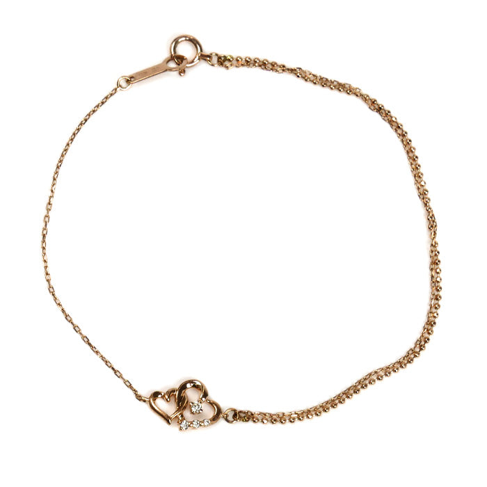 4℃ ヨンドシー K10PG ピンクゴールド ダイヤモンド ブレスレット 1.2g 18cm レディース【中古】