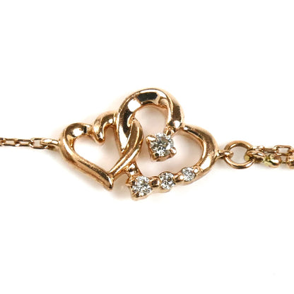 4℃ ヨンドシー K10PG ピンクゴールド ダイヤモンド ブレスレット 1.2g 18cm レディース【中古】