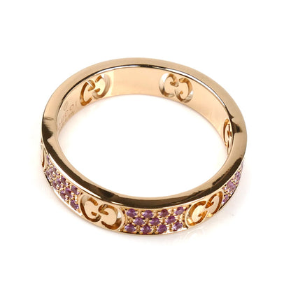 GUCCI グッチ K18PG ピンクゴールド アイコン スターダスト リング・指輪 ピンクサファイア 12号 3.6g レディース【中古】【美品】