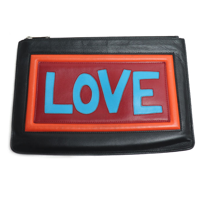 FENDI フェンディ ボキャブラリー LOVE クラッチ クラッチバッグ ブラック マルチ 7N0078 ユニセックス【中古】