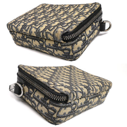Christian Dior クリスチャンディオール オブリーク ジャガード ジップポーチ ショルダーバッグ ネイビー 20BBC119YSE ユニセックス【中古】
