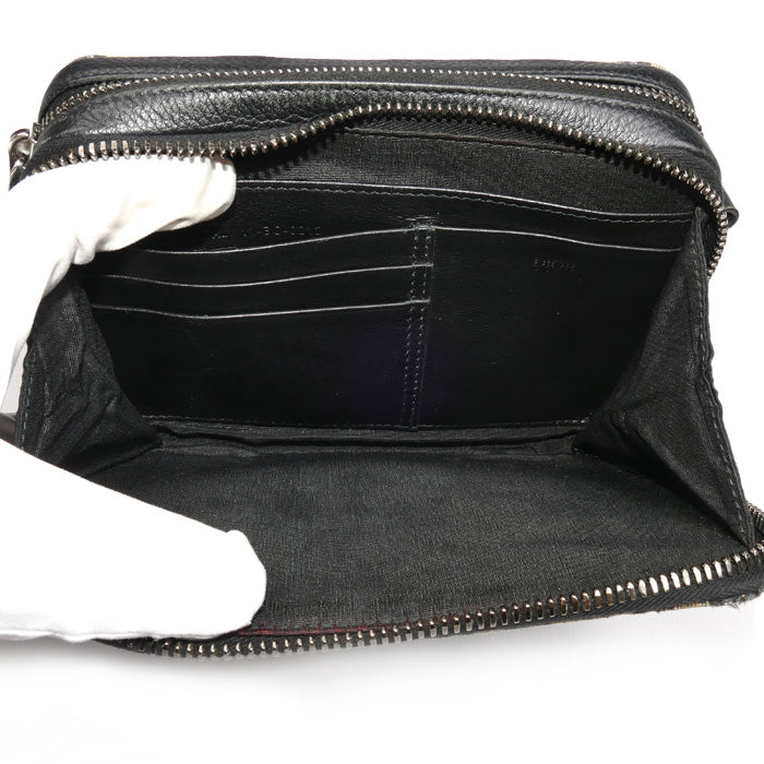 Christian Dior クリスチャンディオール オブリーク ジャガード ジップポーチ ショルダーバッグ ネイビー 20BBC119YSE ユニセックス【中古】