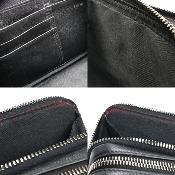 Christian Dior クリスチャンディオール オブリーク ジャガード ジップポーチ ショルダーバッグ ネイビー 20BBC119YSE ユニセックス【中古】