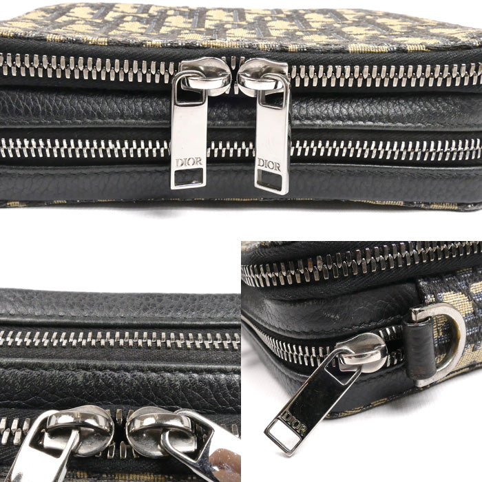 Christian Dior クリスチャンディオール オブリーク ジャガード ジップポーチ ショルダーバッグ ネイビー 20BBC119YSE ユニセックス【中古】