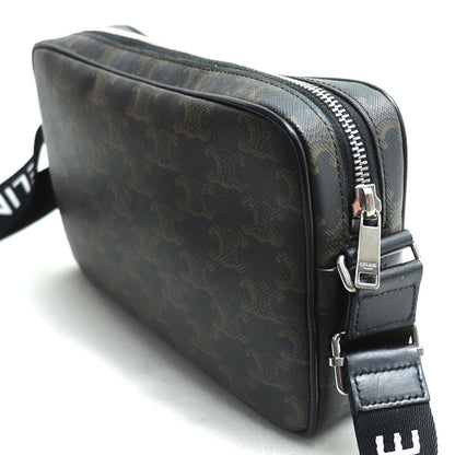 CELINE セリーヌ トリオンフ ミディアム メッセンジャー ショルダーバッグ ブラック ブラウン 197202 レディース【中古】