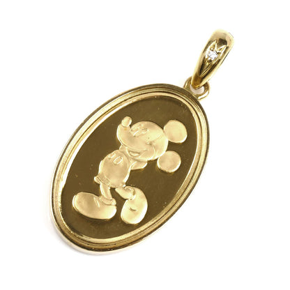 Disney ディズニー K24YG/K18YG ミッキーマウス ペンダントトップ ダイヤモンド0.01ct 6.1g 両面ガラス レディース【中古】【美品】