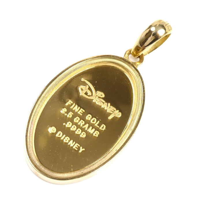 Disney ディズニー K24YG/K18YG ミッキーマウス ペンダントトップ ダイヤモンド0.01ct 6.1g 両面ガラス レディース【中古】【美品】