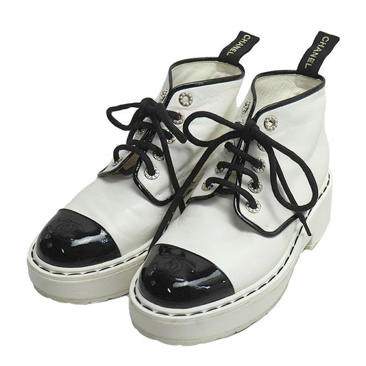 CHANEL シャネル 36C ブーツ ショートブーツ ホワイト ブラック G33169 レディース【中古】