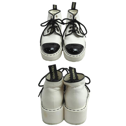 CHANEL シャネル 36C ブーツ ショートブーツ ホワイト ブラック G33169 レディース【中古】