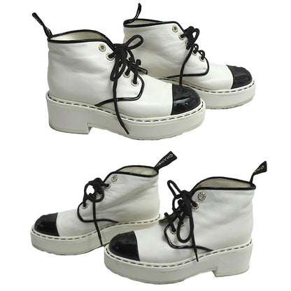 CHANEL シャネル 36C ブーツ ショートブーツ ホワイト ブラック G33169 レディース【中古】