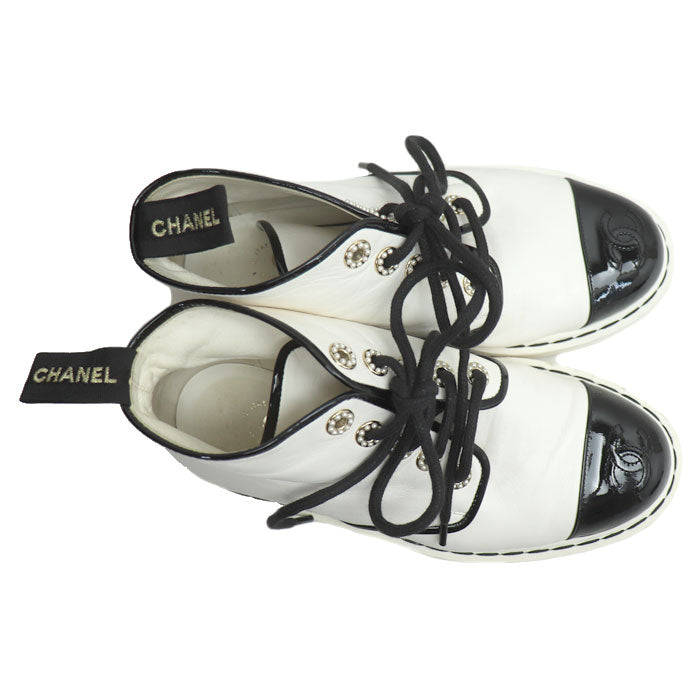 CHANEL シャネル 36C ブーツ ショートブーツ ホワイト ブラック G33169 レディース【中古】