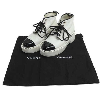 CHANEL シャネル 36C ブーツ ショートブーツ ホワイト ブラック G33169 レディース【中古】