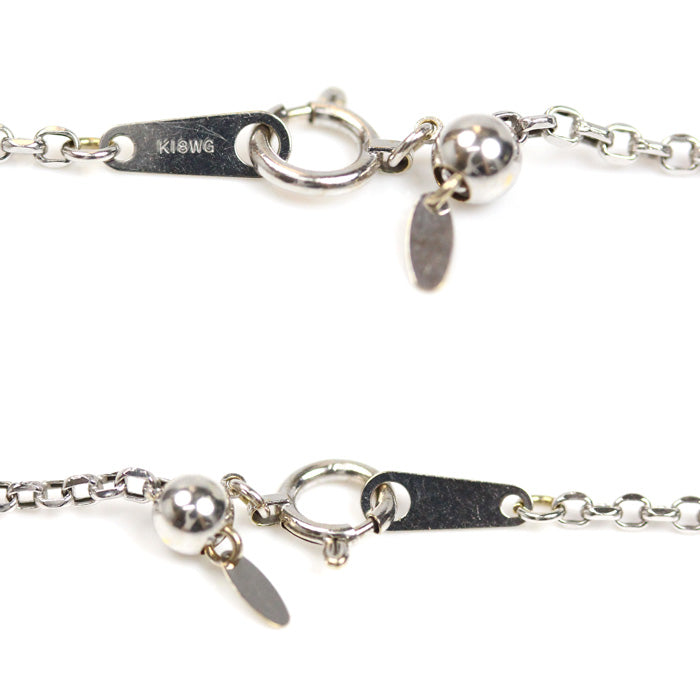 K18WG ホワイトゴールド フラワー ネックレス ダイヤモンド1.35ct 8.5g ～45cm フリーチェーン レディース【中古】