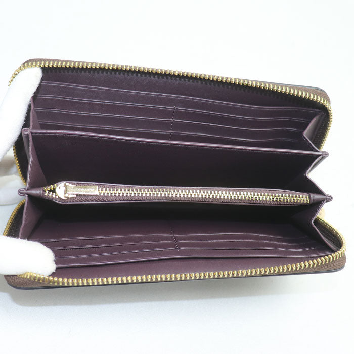 COACH コーチ シグネチャー ロング ジップアラウンド 長財布 ラウンドファスナー ウォルナット/ブラック CW778 IMXAQ 訳アリ品 ユニセックス【中古】【美品】