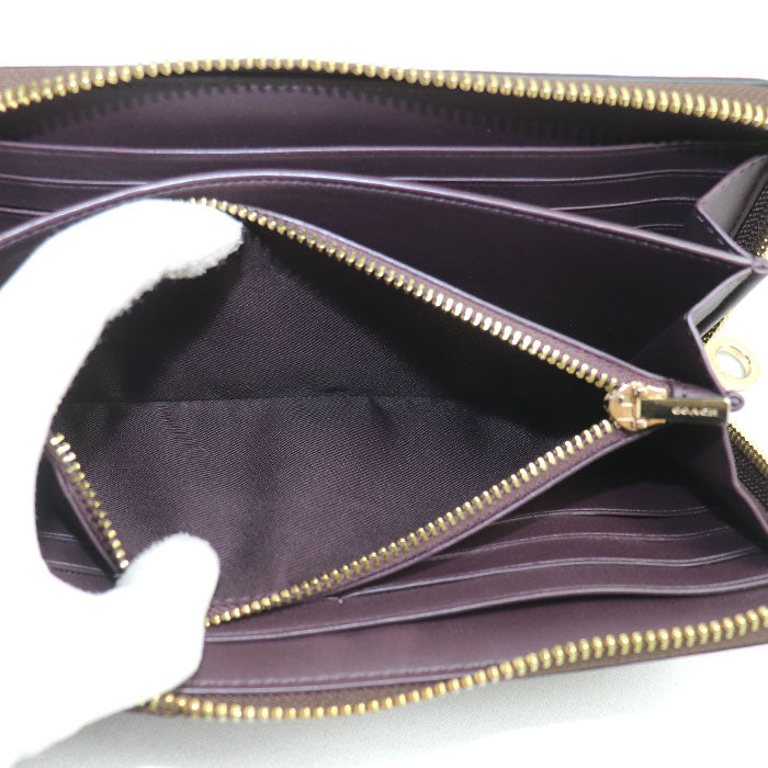 COACH コーチ シグネチャー ロング ジップアラウンド 長財布 ラウンドファスナー ウォルナット/ブラック CW778 IMXAQ 訳アリ品 ユニセックス【中古】【美品】