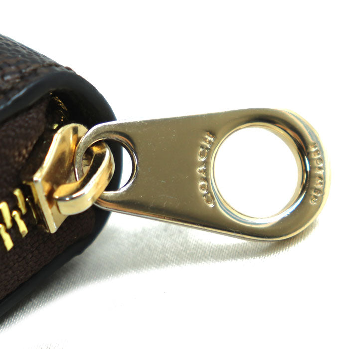 COACH コーチ シグネチャー ロング ジップアラウンド 長財布 ラウンドファスナー ウォルナット/ブラック CW778 IMXAQ 訳アリ品 ユニセックス【中古】【美品】