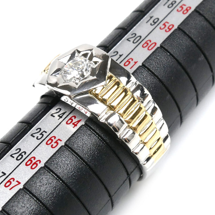 Pt900/K18YG リング・指輪 ダイヤモンド0.45ct 22号 15.5g メンズ【中古】