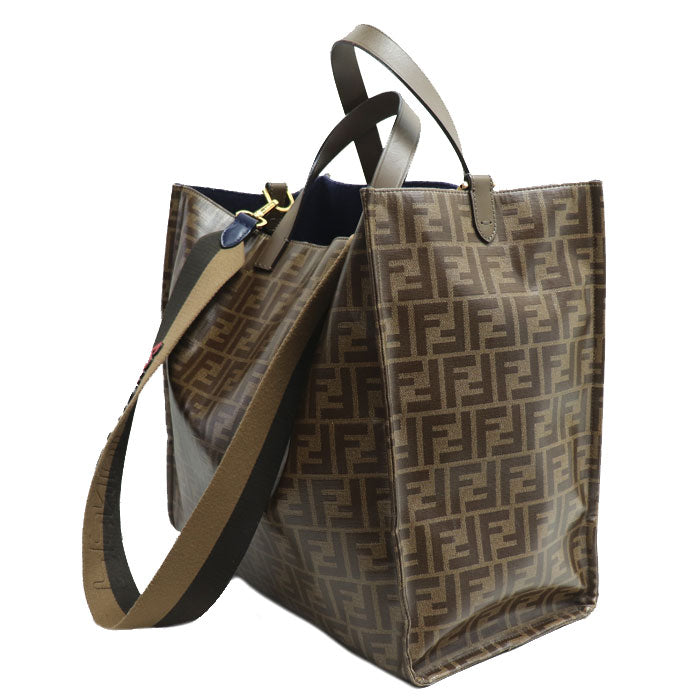 FENDI フェンディ FILAコラボ ズッカ柄 トートバッグ 2Wayショルダーバッグ ブラウン マルチ 8BM357 レディース【中古】