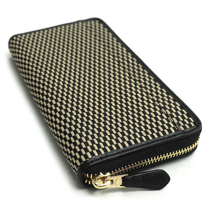 COACH コーチ レガシー ジャガード 長財布 ラウンドファスナー ブラック ベージュ F13677 IMD1I レディース【中古】【美品】