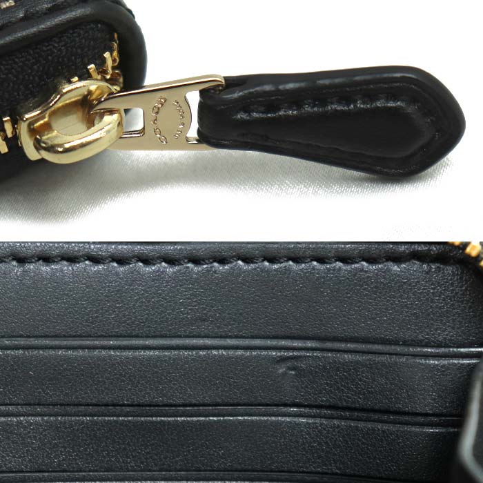 COACH コーチ レガシー ジャガード 長財布 ラウンドファスナー ブラック ベージュ F13677 IMD1I レディース【中古】【美品】