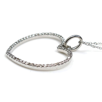 K18WG ホワイトゴールド オープンハート ネックレス ダイヤモンド0.28ct 2.3g 40cm レディース【中古】【美品】