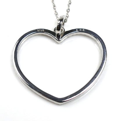 K18WG ホワイトゴールド オープンハート ネックレス ダイヤモンド0.28ct 2.3g 40cm レディース【中古】【美品】