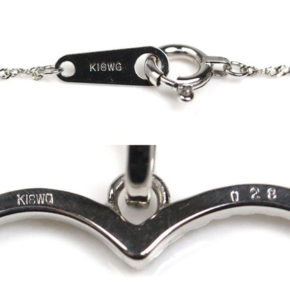 K18WG ホワイトゴールド オープンハート ネックレス ダイヤモンド0.28ct 2.3g 40cm レディース【中古】【美品】