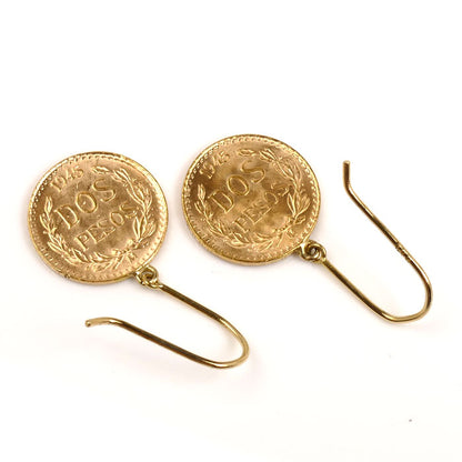 メキシコ金貨 2ペソ K21.6YG/K18YG ピアス 3.7g レディース【中古】
