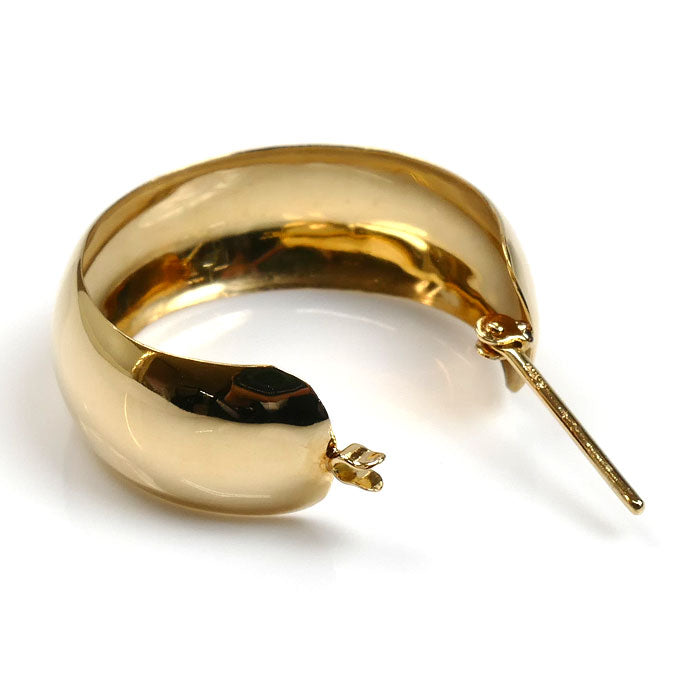 K18YG イエローゴールド フープ ピアス 3.6g レディース【中古】