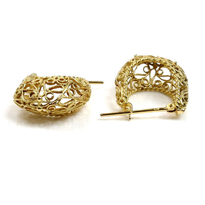 K18YG イエローゴールド 透かし ピアス 4.8g レディース【中古】