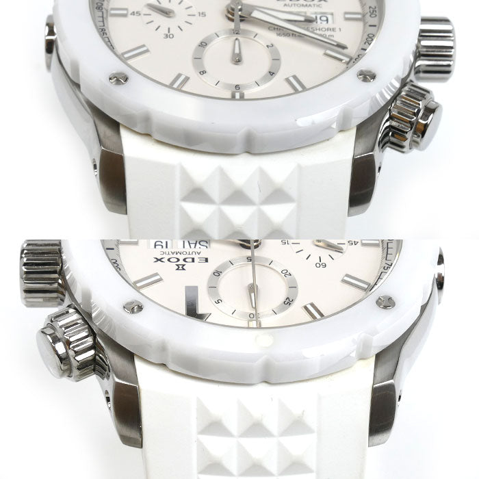 EDOX エドックス クロノオフショア 1 クロノ 腕時計 自動巻き ホワイト 01122-3BI-BIN メンズ【中古】