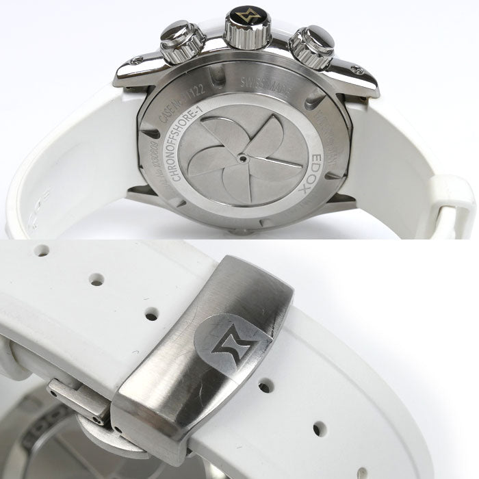 EDOX エドックス クロノオフショア 1 クロノ 腕時計 自動巻き ホワイト 01122-3BI-BIN メンズ【中古】