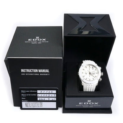 EDOX エドックス クロノオフショア 1 クロノ 腕時計 自動巻き ホワイト 01122-3BI-BIN メンズ【中古】