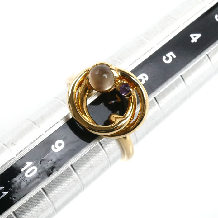 4℃ ヨンドシー K18YG イエローゴールド リング・指輪 ムーンストーン 7.5号 3.5g レディース【中古】