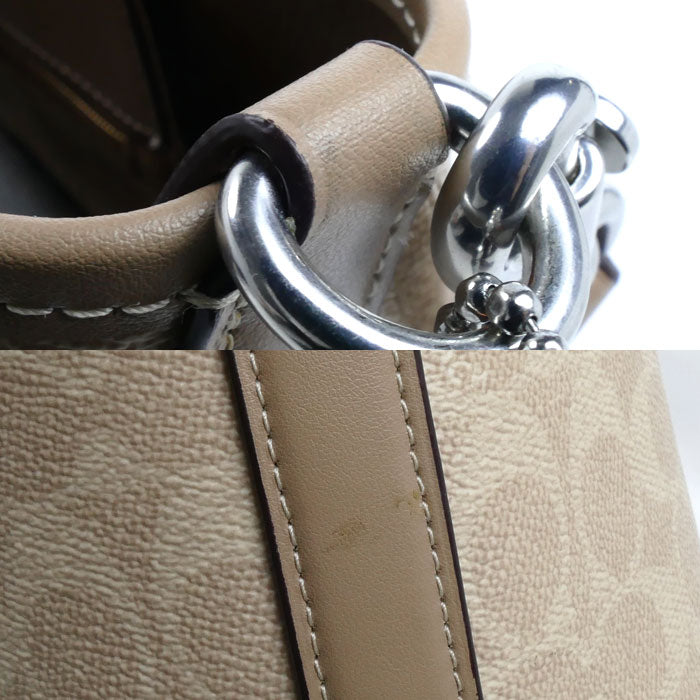 COACH コーチ シティ ラージ バケットバッグ 2Wayショルダーバッグ サンド/トープ CT802 アウトレット レディース【中古】