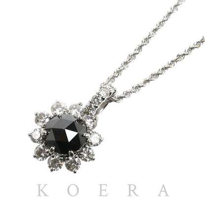K18WG ホワイトゴールド ネックレス ブラックダイヤモンド1.95ct ダイヤモンド1.10ct 4.3g 40cm レディース【中古】