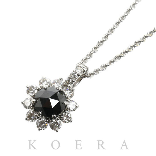 K18WG ホワイトゴールド ネックレス ブラックダイヤモンド1.95ct ダイヤモンド1.10ct 4.3g 40cm レディース【中古】