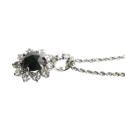 K18WG ホワイトゴールド ネックレス ブラックダイヤモンド1.95ct ダイヤモンド1.10ct 4.3g 40cm レディース【中古】