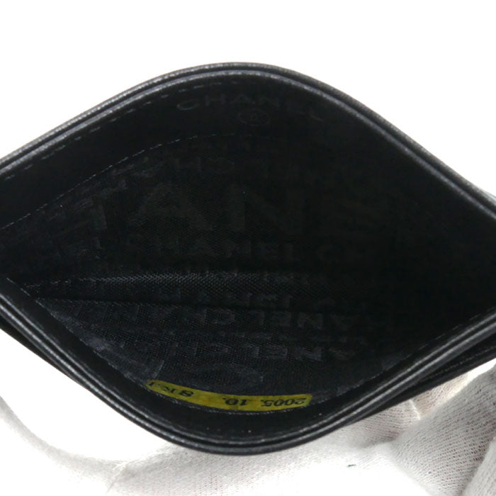 CHANEL シャネル ロゴ カードケース ブラック レディース【中古】