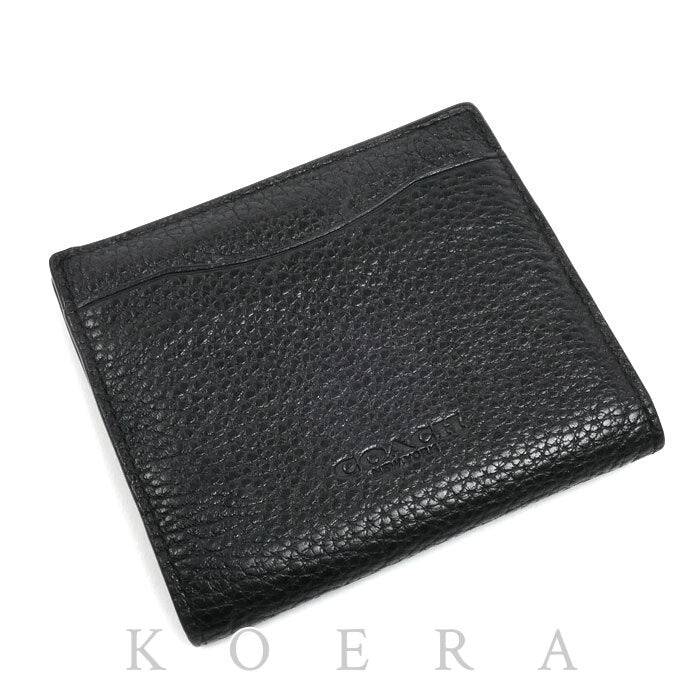 COACH コーチ スナップ カード ウォレット 二つ折り財布 ブラック CA020 QB/BK アウトレット メンズ【中古】