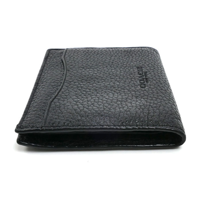 COACH コーチ スナップ カード ウォレット 二つ折り財布 ブラック CA020 QB/BK アウトレット メンズ【中古】